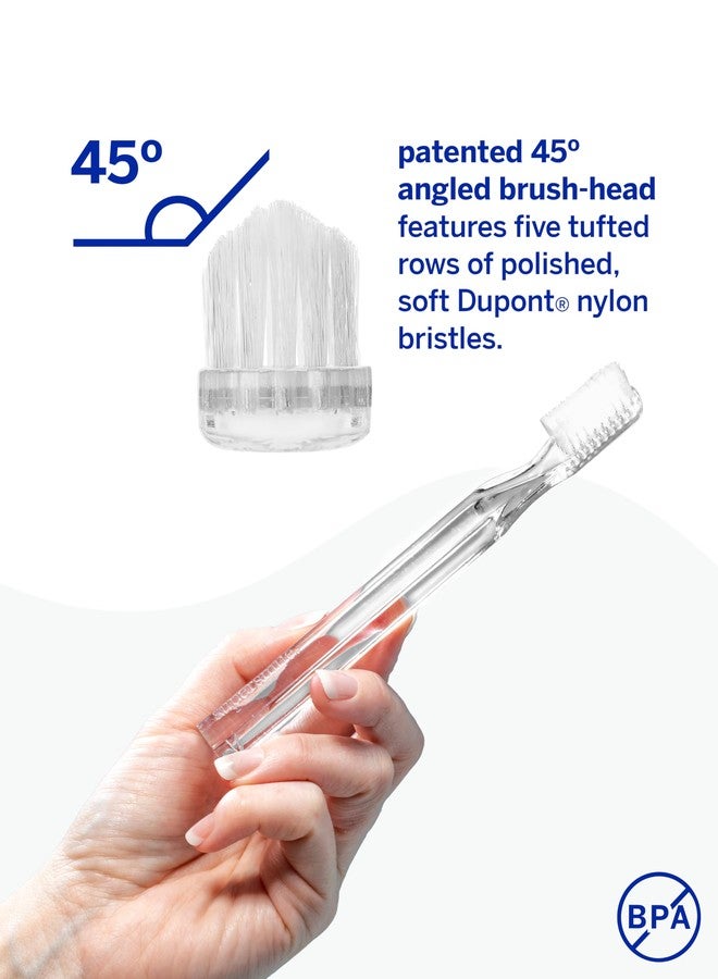 سوبر سمايل فرشاة أسنان سوبر سمايل من الجيل الجديد بشعيرات نايلون ناعمة بزاوية 45 درجة حاصلة على براءة اختراع - فرشاة أسنان لتبييض الأسنان بمقبض مريح تضمن زاوية التنظيف الموصى بها من قبل جمعية طب الأسنان الأمريكية للبالغين والأطفال (شفافة)، عبوة من قطعتين - Image 5